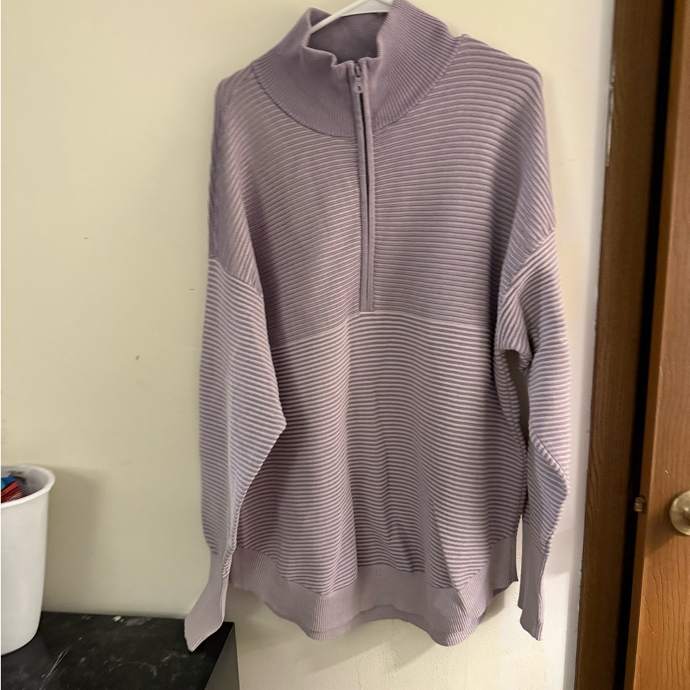 Aerie Lavender Ribbed Cowl Neck Sweater